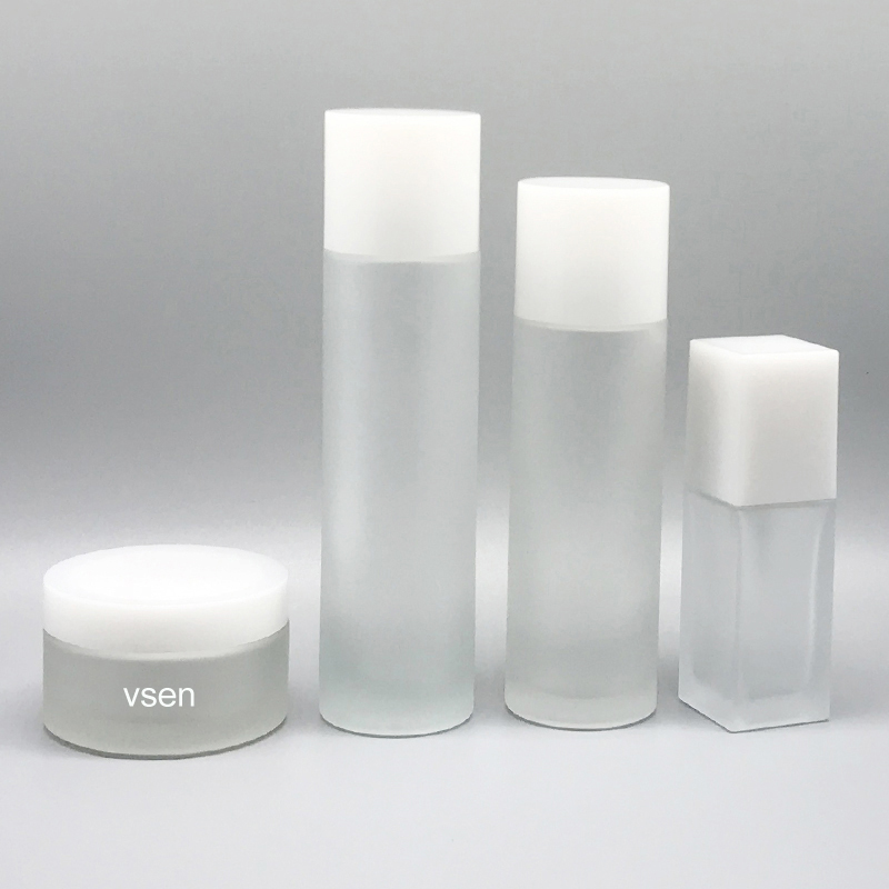 白色盖化妆品包装瓶子 乳液按压瓶子定制 化妆水(图1)